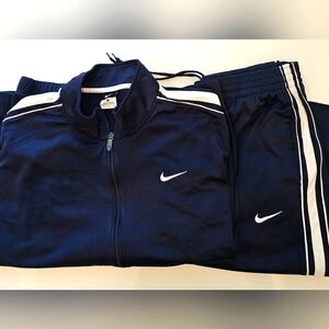 Nike Basketball Warm Up Set Long-Sleeved Jacket Sweatpants Blue & White Sz XL